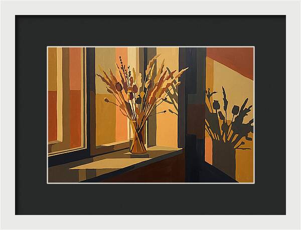 Dried Grass Bouquet In Autumn Sunlight
