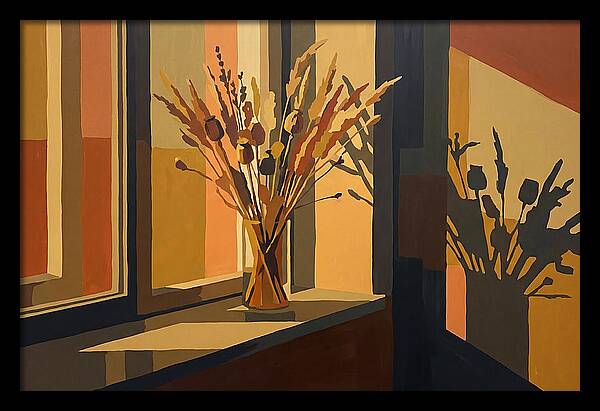 Dried Grass Bouquet In Autumn Sunlight