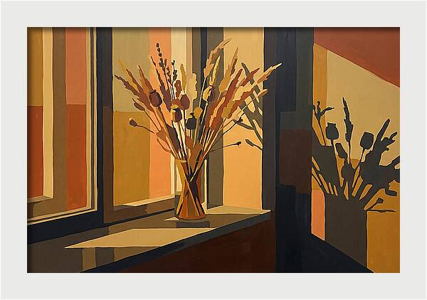 Dried Grass Bouquet In Autumn Sunlight