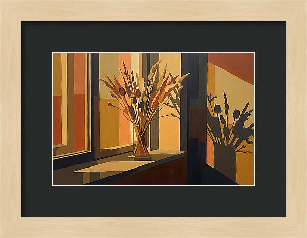 Dried Grass Bouquet In Autumn Sunlight