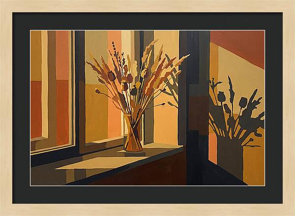 Dried Grass Bouquet In Autumn Sunlight
