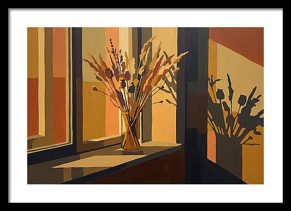 Dried Grass Bouquet In Autumn Sunlight