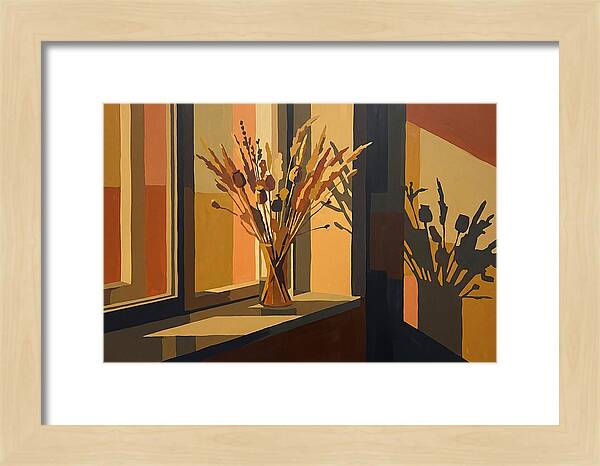 Dried Grass Bouquet In Autumn Sunlight