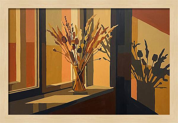 Dried Grass Bouquet In Autumn Sunlight