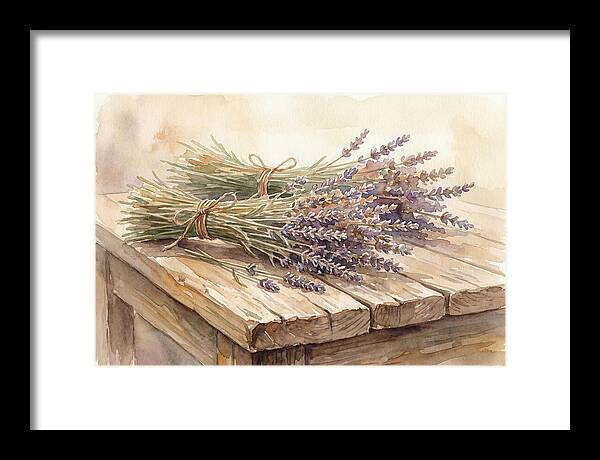 Dried Lavender Bundles On Wood