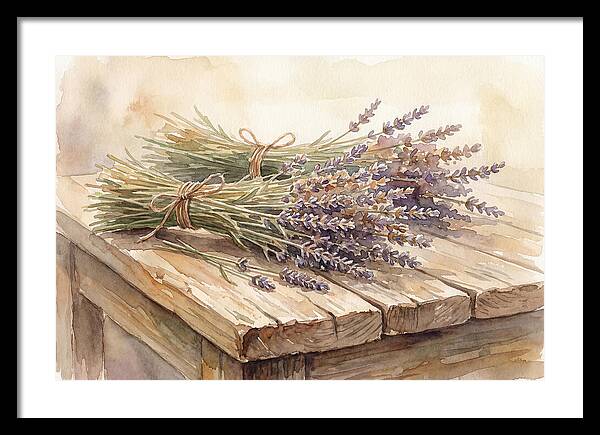 Dried Lavender Bundles On Wood