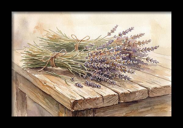 Dried Lavender Bundles On Wood