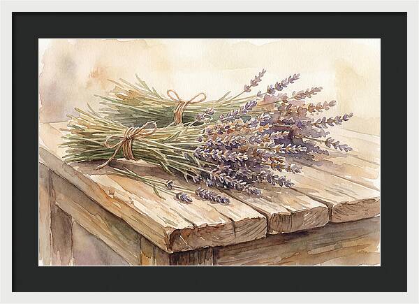 Dried Lavender Bundles On Wood