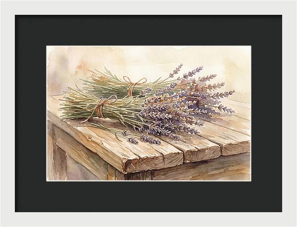 Dried Lavender Bundles On Wood