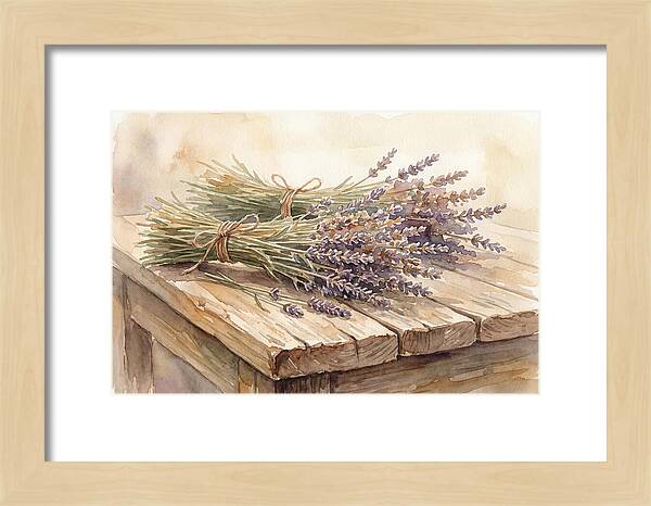 Dried Lavender Bundles On Wood
