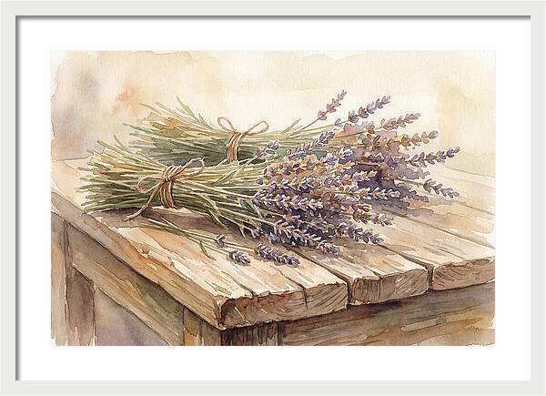Dried Lavender Bundles On Wood