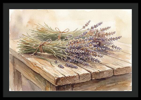 Dried Lavender Bundles On Wood