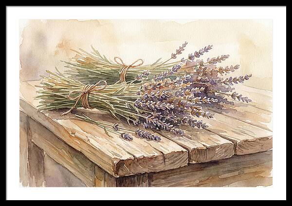 Dried Lavender Bundles On Wood