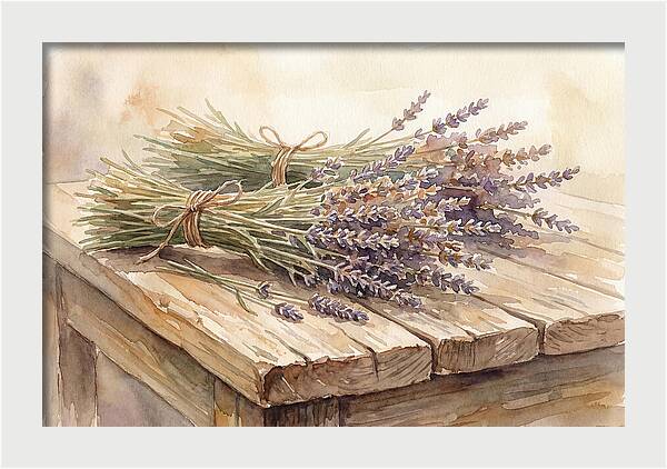 Dried Lavender Bundles On Wood