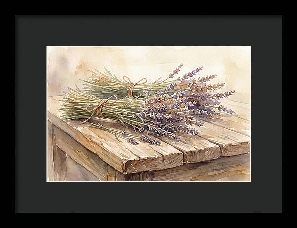 Dried Lavender Bundles On Wood