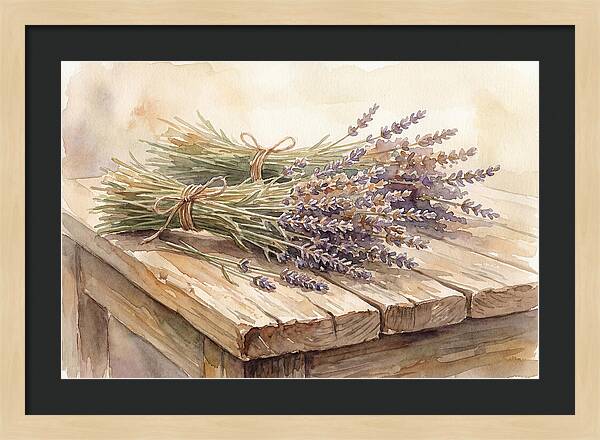 Dried Lavender Bundles On Wood