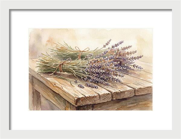 Dried Lavender Bundles On Wood