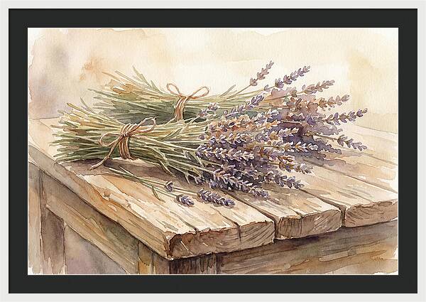 Dried Lavender Bundles On Wood