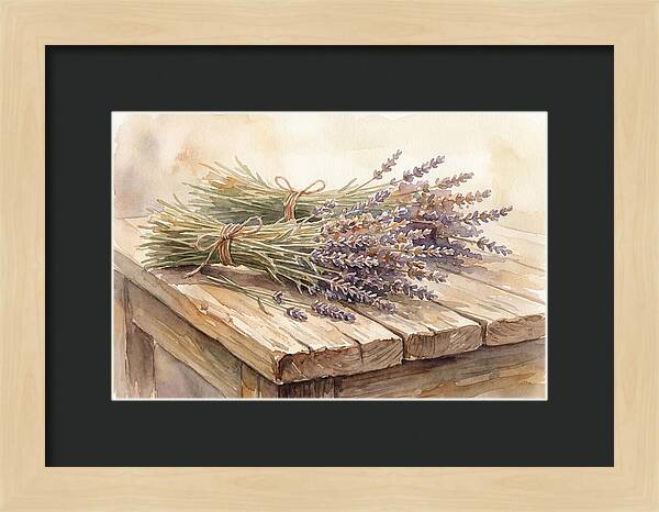 Dried Lavender Bundles On Wood
