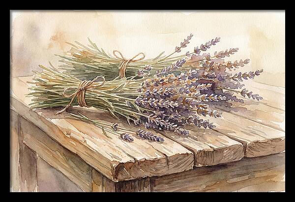 Dried Lavender Bundles On Wood
