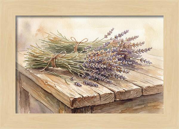 Dried Lavender Bundles On Wood