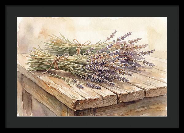 Dried Lavender Bundles On Wood
