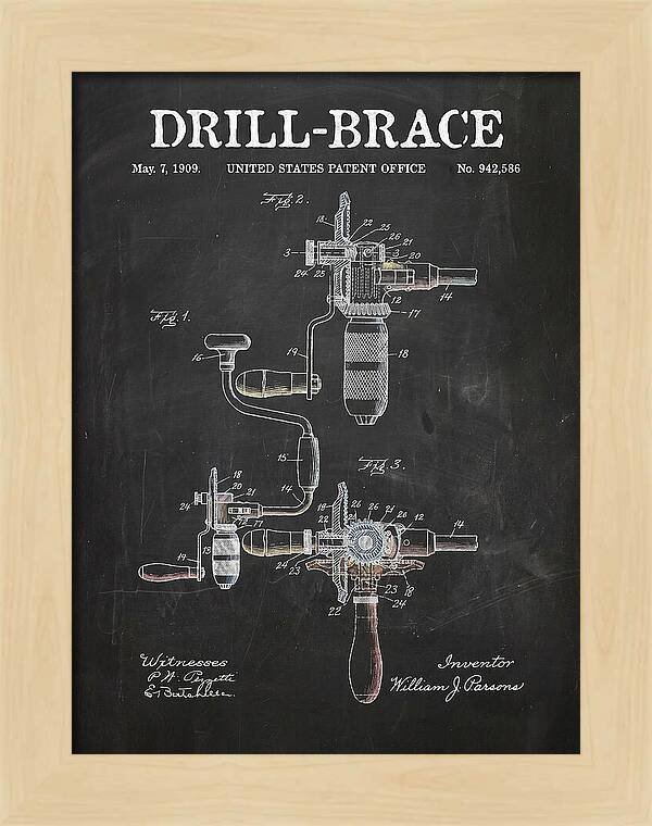 Drill Brace Chalkboard Patent Us942586a