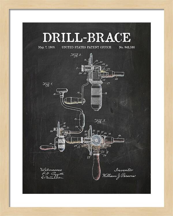 Drill Brace Chalkboard Patent Us942586a