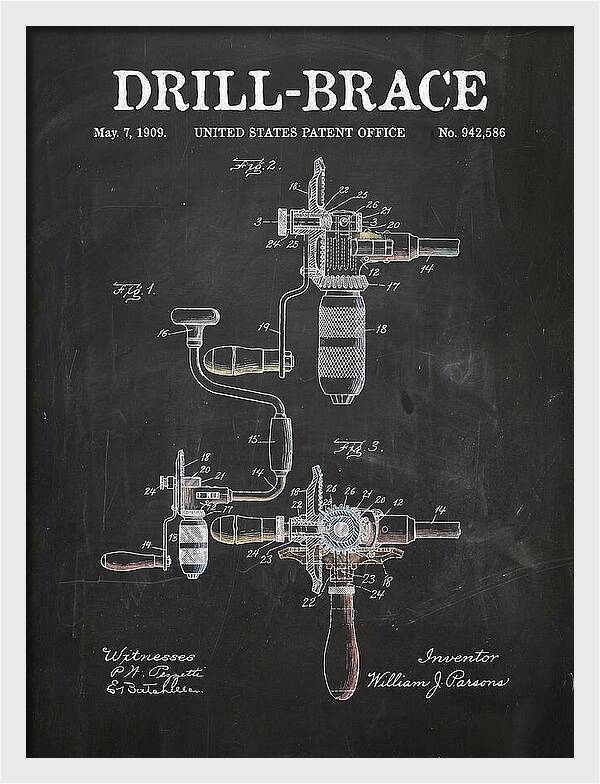 Drill Brace Chalkboard Patent Us942586a