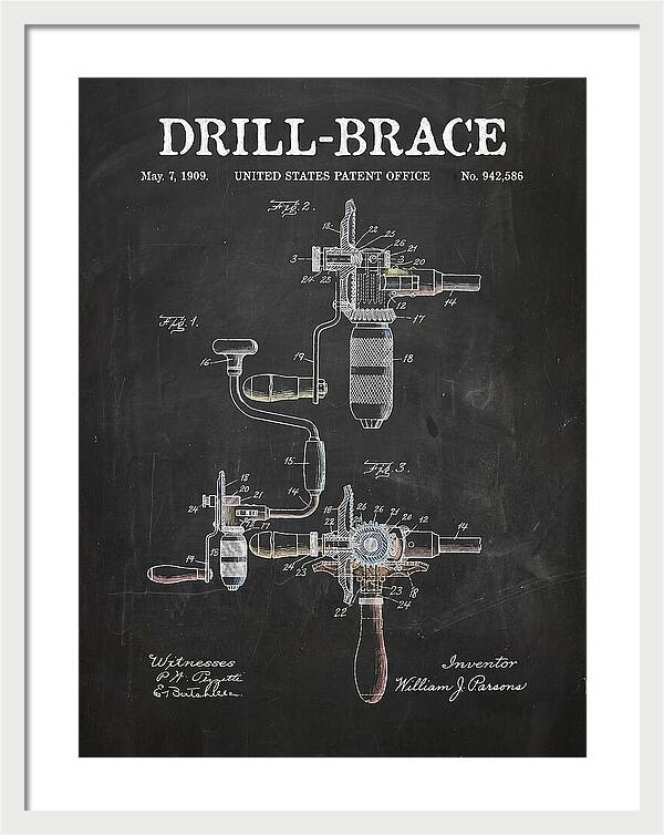 Drill Brace Chalkboard Patent Us942586a