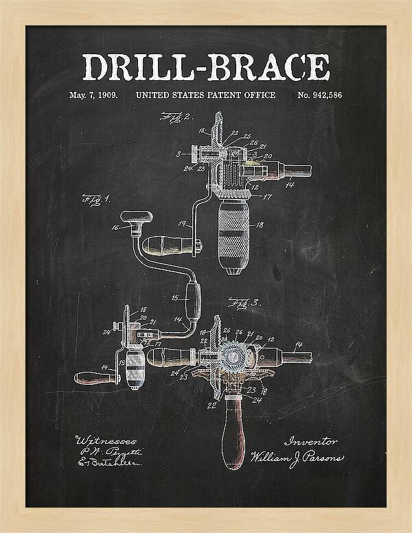 Drill Brace Chalkboard Patent Us942586a