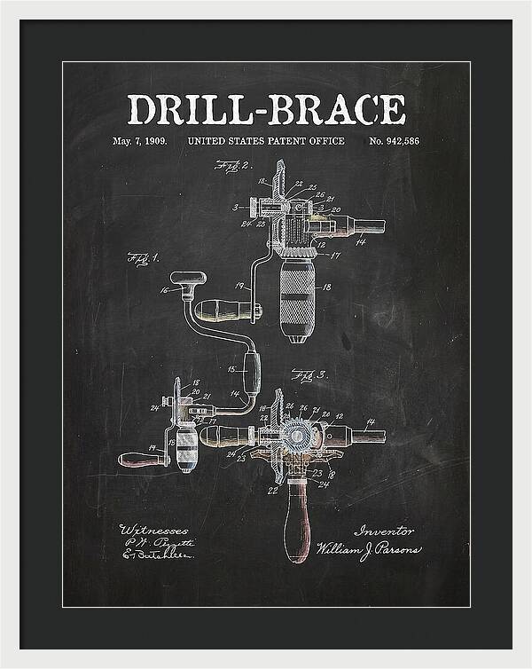 Drill Brace Chalkboard Patent Us942586a