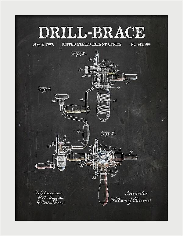 Drill Brace Chalkboard Patent Us942586a