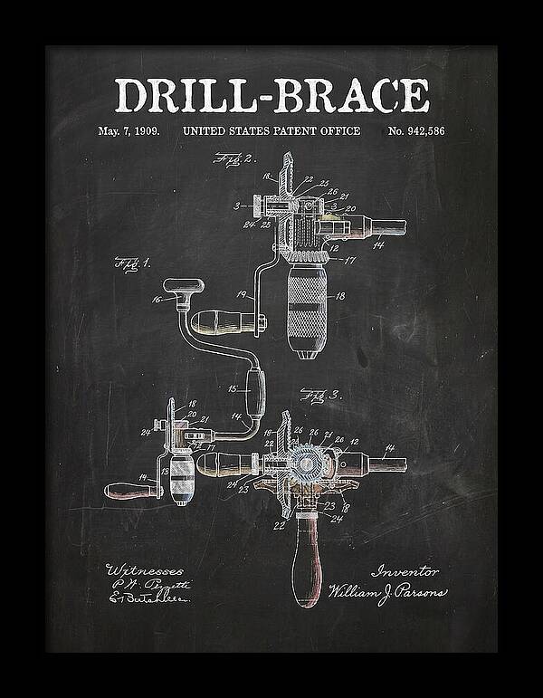 Drill Brace Chalkboard Patent Us942586a