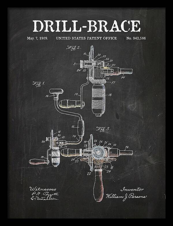 Drill Brace Chalkboard Patent Us942586a