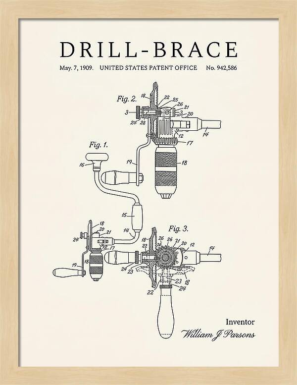 Drill Brace Minimalist Patent Us942586a