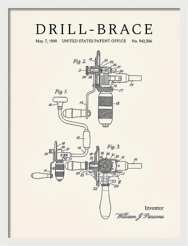 Drill Brace Minimalist Patent Us942586a