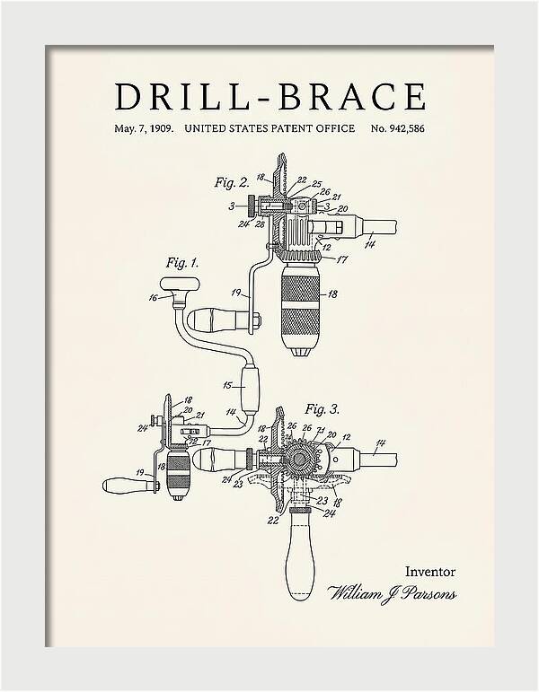 Drill Brace Minimalist Patent Us942586a