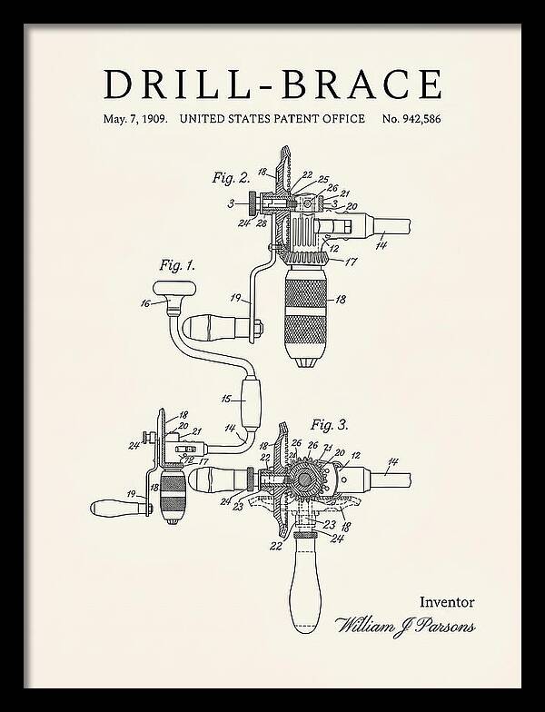 Drill Brace Minimalist Patent Us942586a