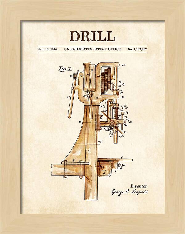 Drill Drill Press Watercolor Patent Us1169657a