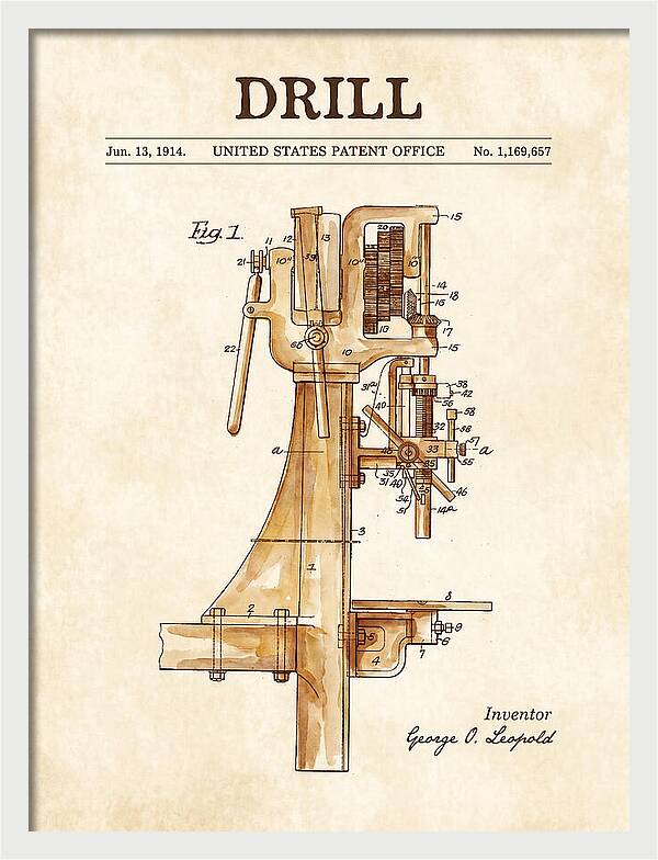 Drill Drill Press Watercolor Patent Us1169657a