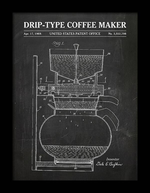 Drip Type Coffee Maker Chalkboard Patent Us3552298a
