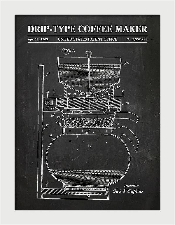 Drip Type Coffee Maker Chalkboard Patent Us3552298a