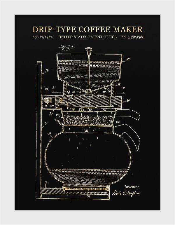 Drip Type Coffee Maker Gold Patent Us3552298a