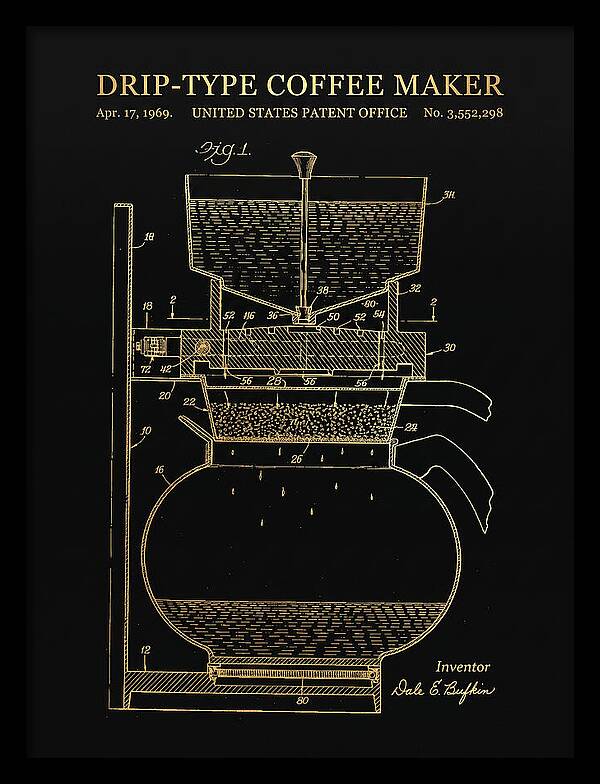 Drip Type Coffee Maker Gold Patent Us3552298a