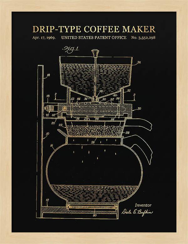 Drip Type Coffee Maker Gold Patent Us3552298a
