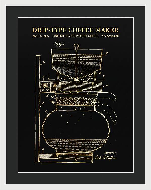 Drip Type Coffee Maker Gold Patent Us3552298a