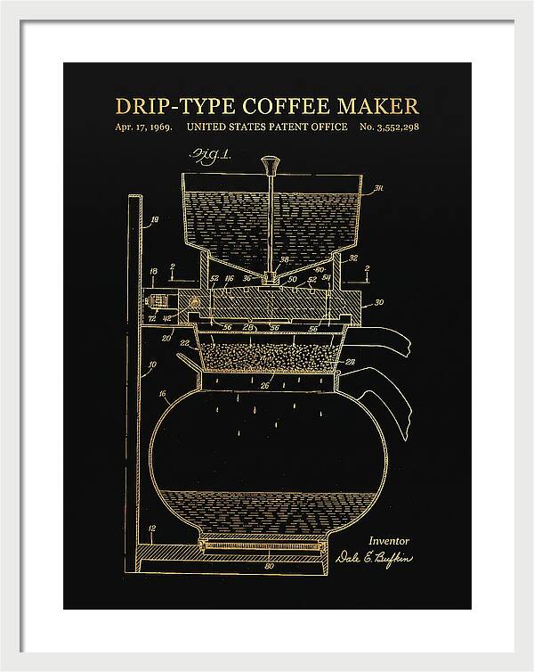 Drip Type Coffee Maker Gold Patent Us3552298a