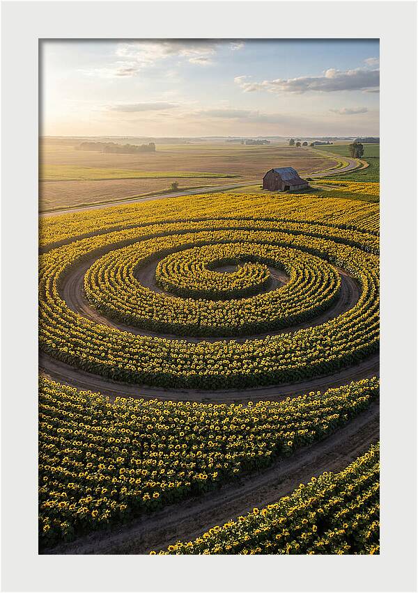 Drone Sunflower Spiral Maze