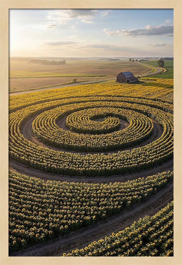 Drone Sunflower Spiral Maze